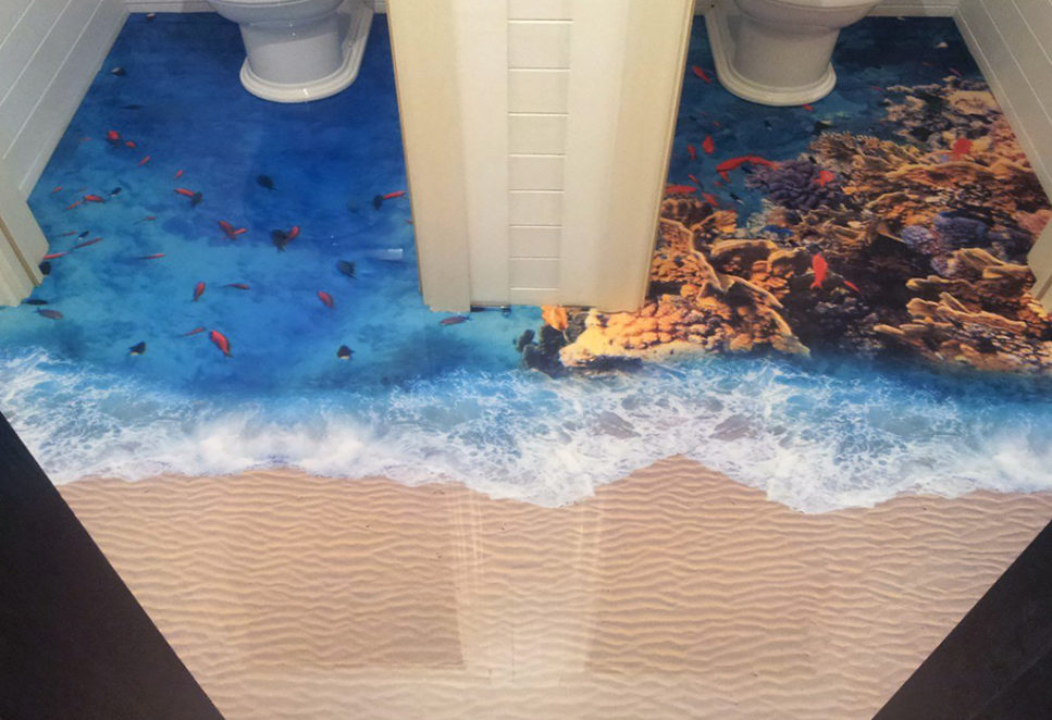 Décor de sol de toilettes visuel fond marin